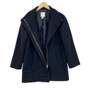J. CREW Pea Coat Long Zip Jacket Wool Black
